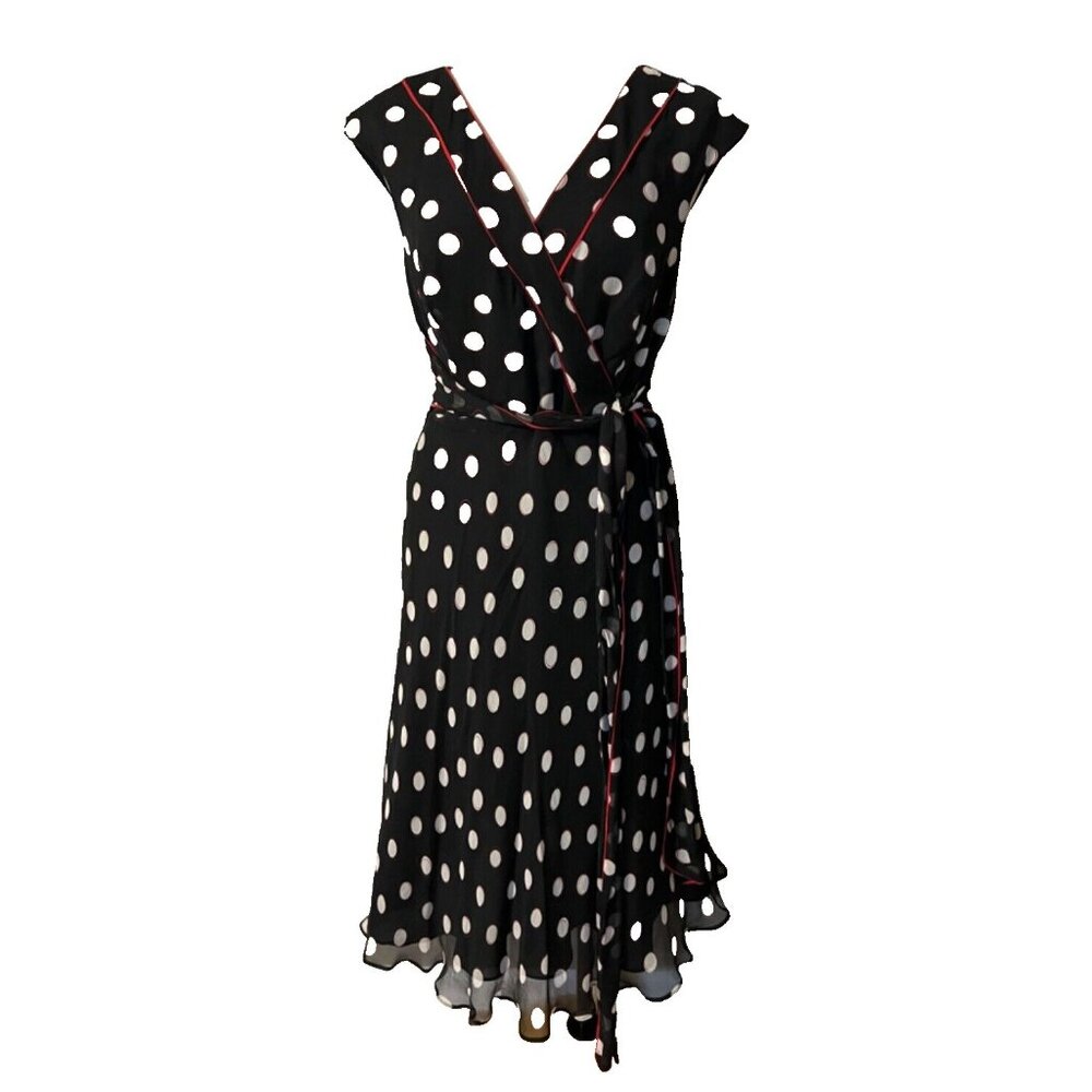 Adrianna Papell Black and White Polka Dot Dress